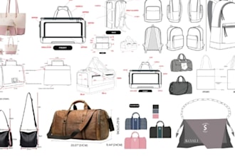 create fashion bag tech pack for handbags, backpacks,totes bags, and duffle bags