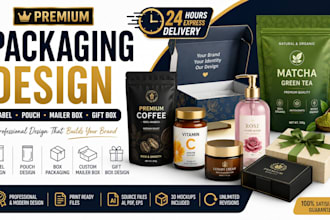 do packaging design, label, pouch, custom mailer box, gift box in 24 hours