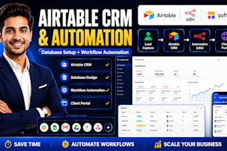 setup airtable database, airtable CRM, airtable automation and softr webapp
