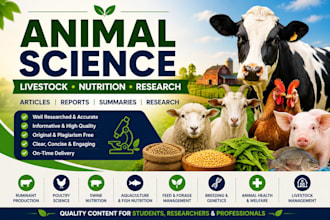 create professional animal science, livestock and veterinary content