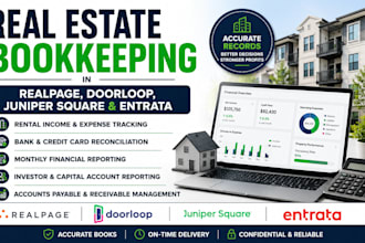 do bookkeeping for real estate in realpage, doorloop, juniper square and entrata