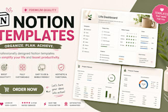 create custom notion template expert notion dashboard productivity automations