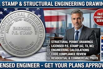 provide structural engineering drawings with pe stamp for arizona, texas, and nc