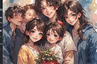 draw watercolor family portrait in procreate