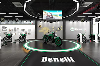 renovate 3d auto shop,motorcycle showroom,retail shop render, cgi business space