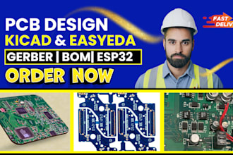 make pcb layout, circuit schematic board design in altium, kicad, easyeda, esp32