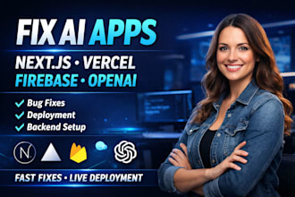 fix deploy ai app, nextjs app, vercel errors, firebase backend setup bugfixing