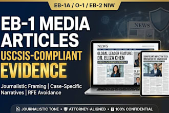write eb1 media articles that meet uscis criteria for visa approval