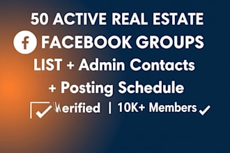 give you 50 active real estate facebook groups for leads