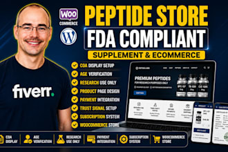 build woocommerce peptide store, fda compliant supplement website and ecommerce