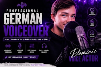 record a male german voice over in a warm voice