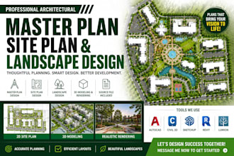 design 2d and 3d master plan, site plan and landscape design for real estate