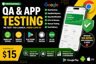 do professional app testing, website testing,QA,UI UX review for ios and android