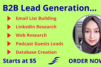 do b2b lead generation, data entry and email list building