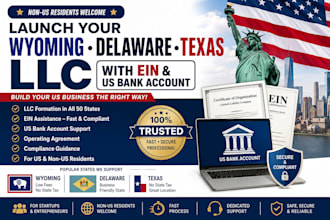 handleyour wyoming delaware texas llc with ein and US bank account