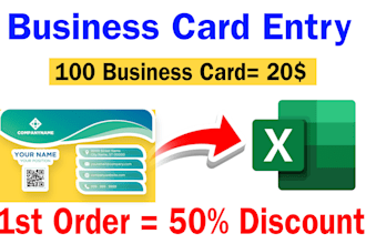 manually enter business cards details into an organized excel sheet