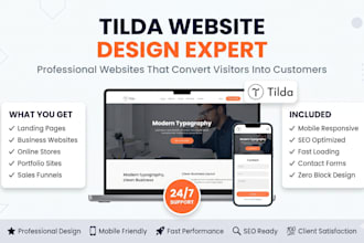 design responsive no code tilda website, landing page and store