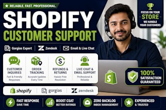 provide shopify customer support using gorgias and zendesk
