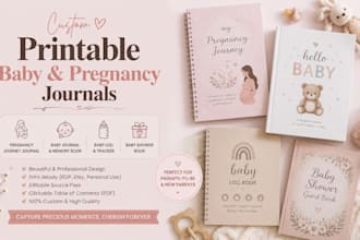 create a baby memory book, pregnancy journey journal, baby log, baby shower book