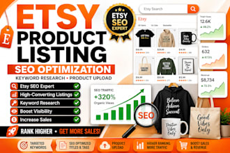create etsy product listings with SEO, keyword research and etsy optimization