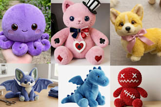 design custom plush toy, plushie, stuffed animal character for manufacturing