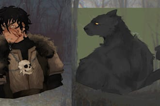 do a bust drawing of your custom characters, humans, furries