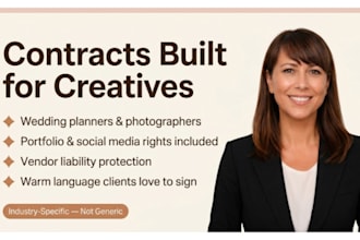create a client friendly service contract for wedding planners, photographers