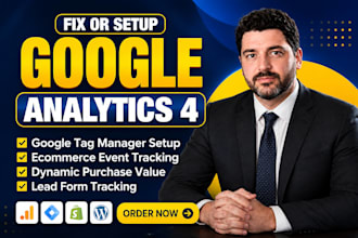 setup google analytics 4, ga4 ecommerce tracking and GTM