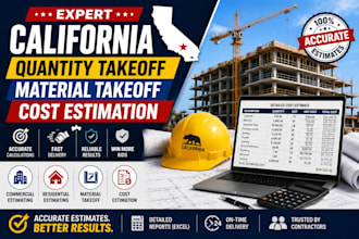 provide expert california quantity takeoff, material takeoff and cost estimation
