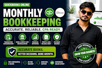 provide monthly bookkeeping services in quickbooks online