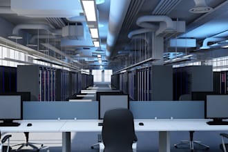 design ai data center, server facility, modular data center 3d visualization