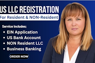 register your US llc get ein and guide you for bank account setup