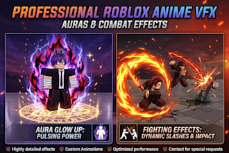 create roblox anime vfx, combat effects, animation and abilities for your roblox