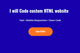 code custom HTML website landing page