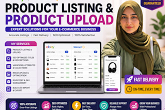 do shopify product listing, product upload and ecommerce data entry