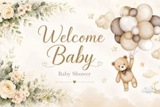 design editable baby shower welcome sign template in canva