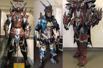 do 3d cosplay creation anime armor cosplay costume commission 3d wearable armor