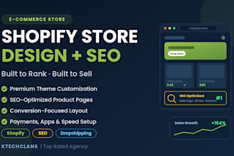 design and develop a professional shopify store with SEO optimized product pages