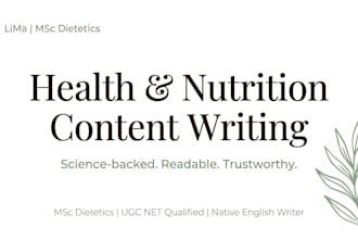 write health, food, nutrition, and wellness articles