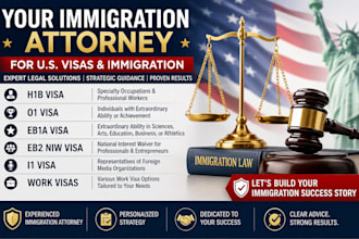 be your immigration attorney for h1b, o1, eb1a, eb2 niw,i1, and work visa