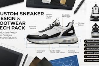 create custom sneaker design, shoe design and footwear tech pack