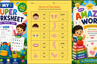design creative educational worksheets and workbooks for kids