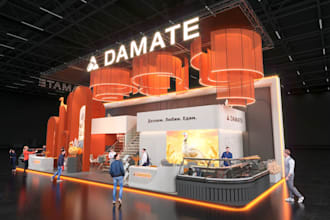 design a modern 3d exhibition booth, trade show stand, and expo display