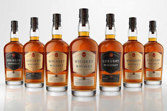 design premium wine label, vodka, whisky label, bear, gin, bottle label design