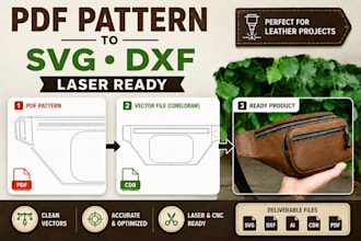 convert PDF patterns to svg dxf for laser cutting