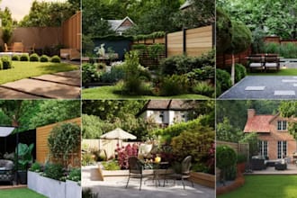 redesign 2d to 3d landscape, swimming pool,back yard,garden,terrace,patio design