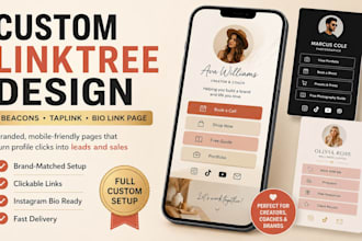 setup custom linktree, beeacons, taplink, bio link landing page