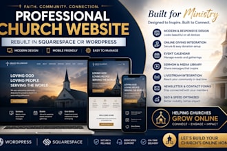 rebuild church website in squarespace or wordpress professionally