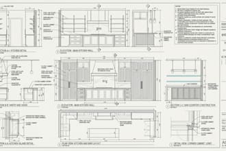 create shop drawings, kitchen cabinets and custom millwork plans