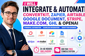 integrate convertkit zapier airtable google document stripe make com ghl openai